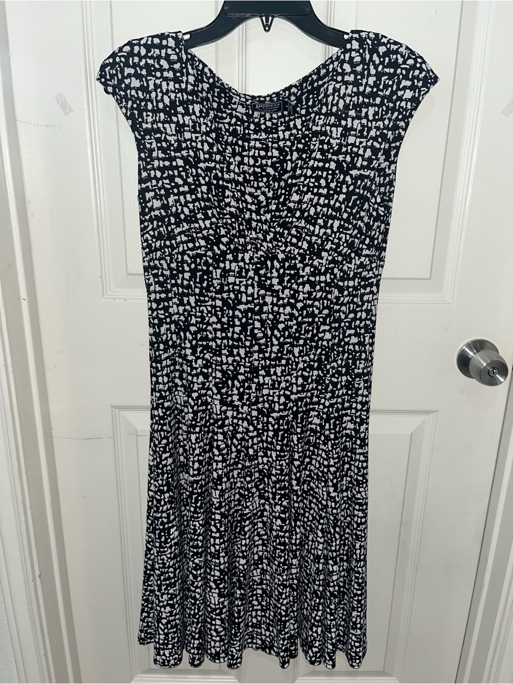 American Living Black and White Midi Dress with Abstract Print